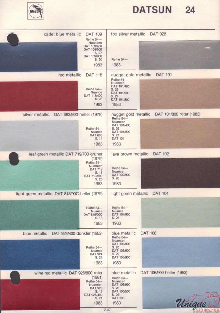1983 Datsun Paint Charts Glasurit 4